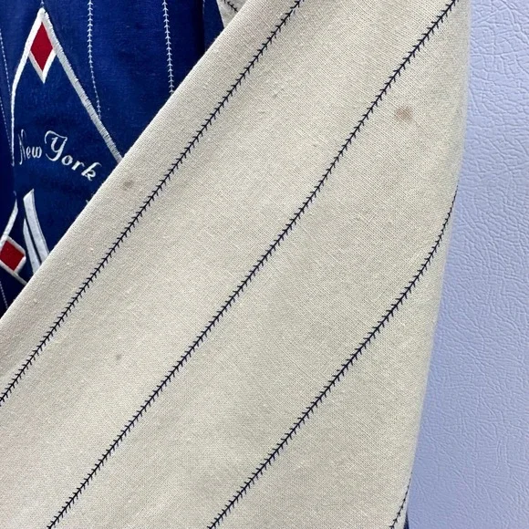 Vintage Sz L New York Yankees Cooperstown Collection Jacket Blue Pinstripe Retro - Picture 9 of 9